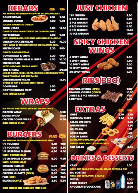 Pembroke kebabs menu